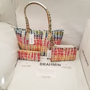 NWT Brahmin Celebrate Melbourne Medium Asher w/ Ady Wallet and Daisy Wristlet